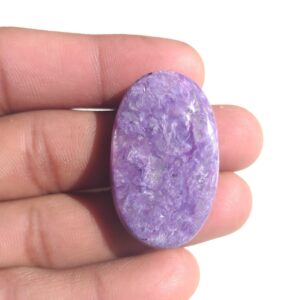 Natural Charoite Stone Cabochon Gemstone Oval Shape 54.6 Carat Charoite Jewelry 37x23x7 Mm