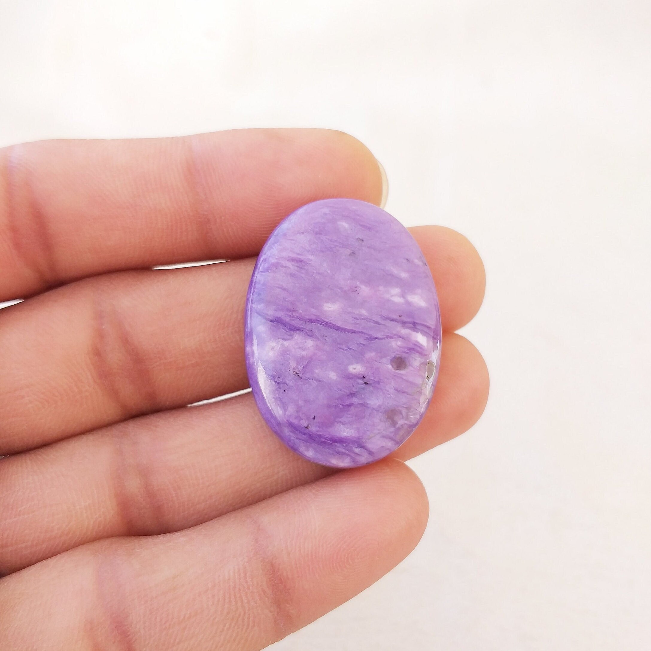 Oval Charoite Cabochon, 44.4 Carat Russian Gemstone
