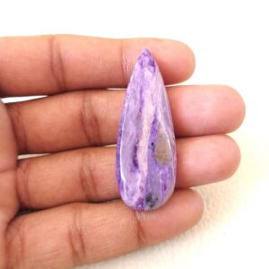Pear Charoite Cabochon: 49.6 Carat Gemstone, 50x18x7 Mm