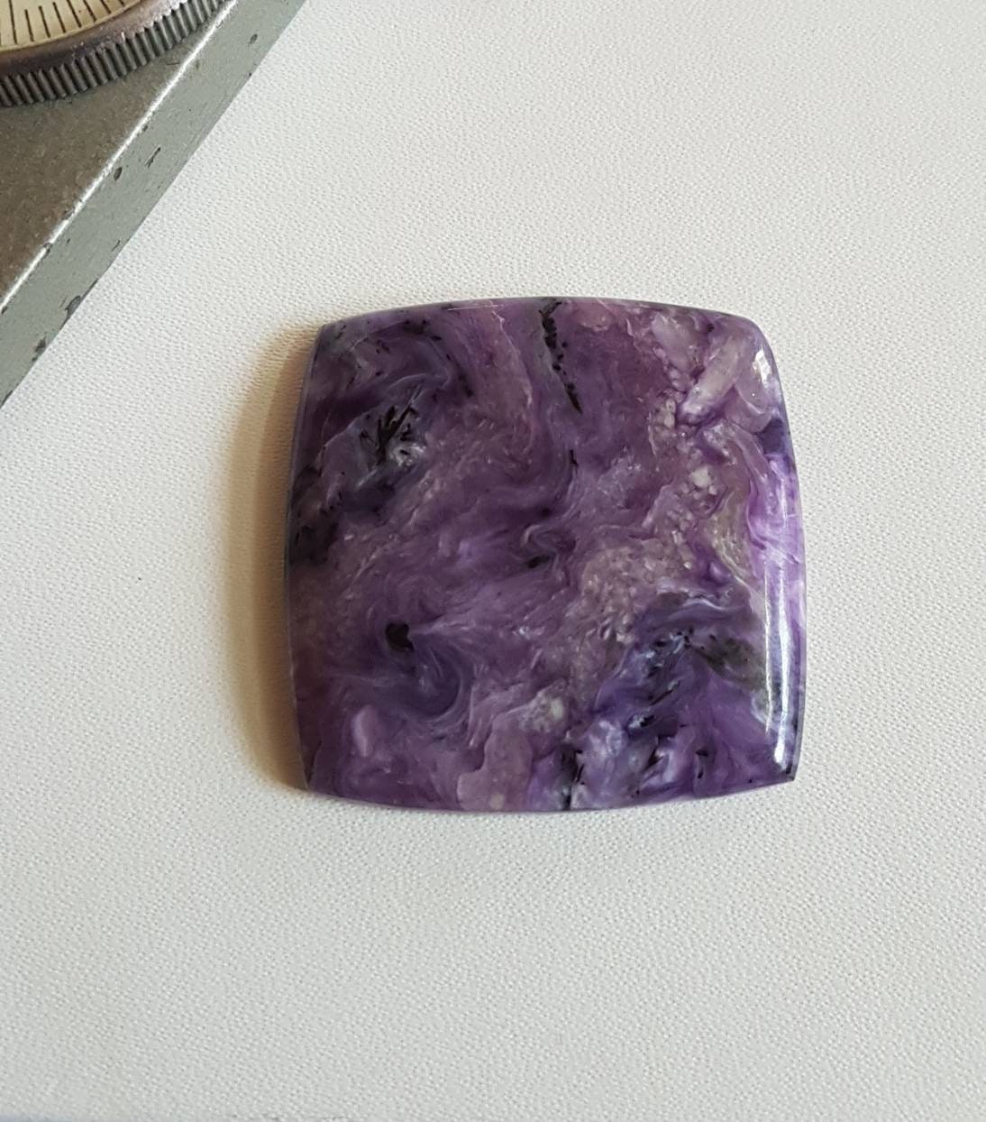 Square Natural Charoite Cabochon: Jewelry Making Stone (35x35x5mm)