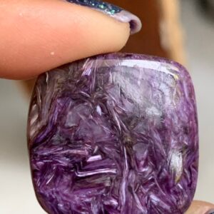 Top Quality Natural Charoite Smooth Square Flat Back Cabochon, 24/24 Mm Natural Finest Quality Wholesale Charoite Cabochon, For Jewelry