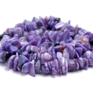 7-8mm Genuine Charoite Gemstone Pebble Nugget Chip Loose Beads 7.5 Inch (80001868 H-a14)