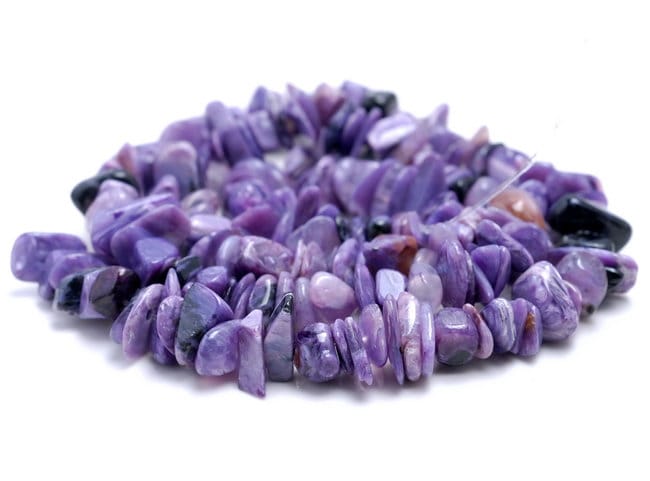 7-8mm Genuine Charoite Gemstone Pebble Nugget Chip Loose Beads 15 Inch (80001868-a14)