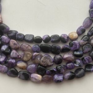 Free From Nugget Russian Charoite Gemstone Beads. Full 15" Strand Of 8-12mm Nugget Beads, Approx. 40-42 Beads Per Strand. Lot A