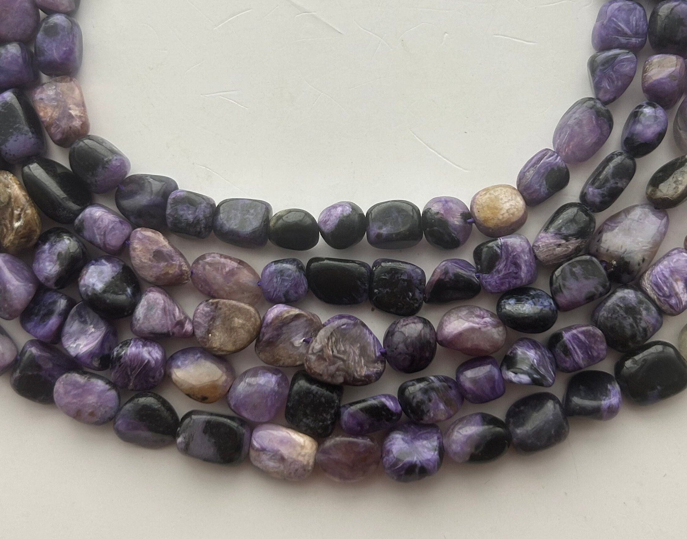 Free From Nugget Russian Charoite Gemstone Beads. Full 15" Strand Of 8-12mm Nugget Beads, Approx. 40-42 Beads Per Strand. Lot A