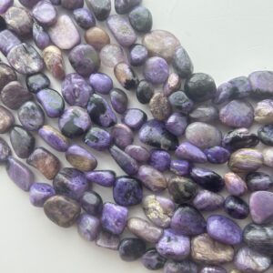 Free From Nugget Russian Charoite Gemstone Beads. Full 15" Strand Of 8-14mm Nugget Beads, Approx. 37-40 Beads Per Strand. Lot B