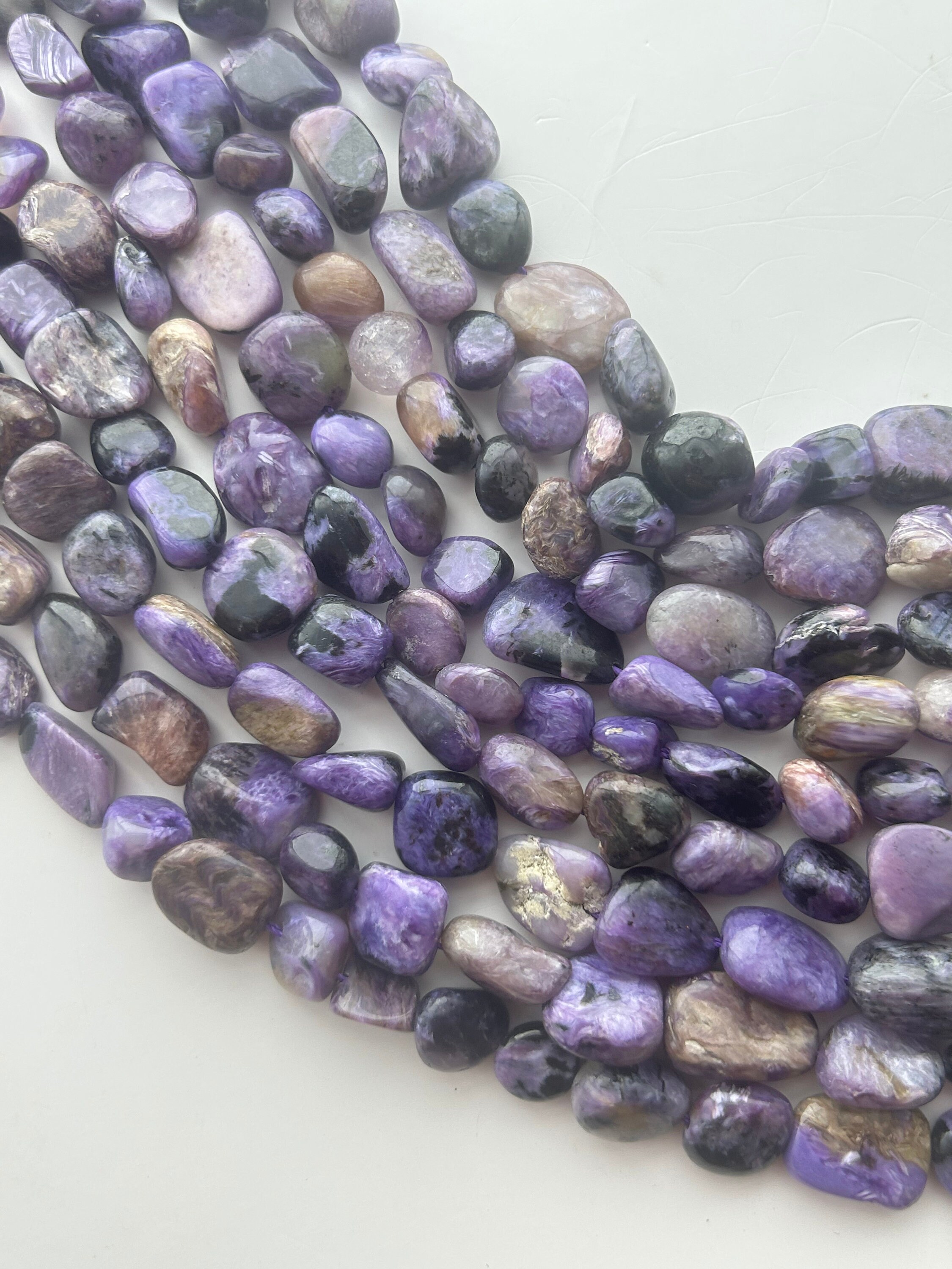 Free From Nugget Russian Charoite Gemstone Beads. Full 15" Strand Of 8-14mm Nugget Beads, Approx. 37-40 Beads Per Strand. Lot B Free From Nugget Russian Charoite Gemstone Beads. Full 15" Strand Of 8-14mm Nugget Beads, Approx. 37-40 Beads Per Strand. Lot B