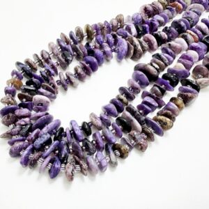 Natural Charoite Chip Beads Strand | Small Flat Charoite Nugget Beads | Purple Freeform Chips | 1–4mm X 10–12mm | Jewelry Making Pgs27