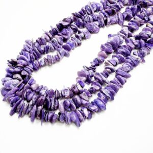 Natural Charoite Chip Beads Strand Purple Charoite Nugget Pebble Beads | 8–10mm Freeform Chips | 16” Strand | Jewelry Making Supplies Pgs26