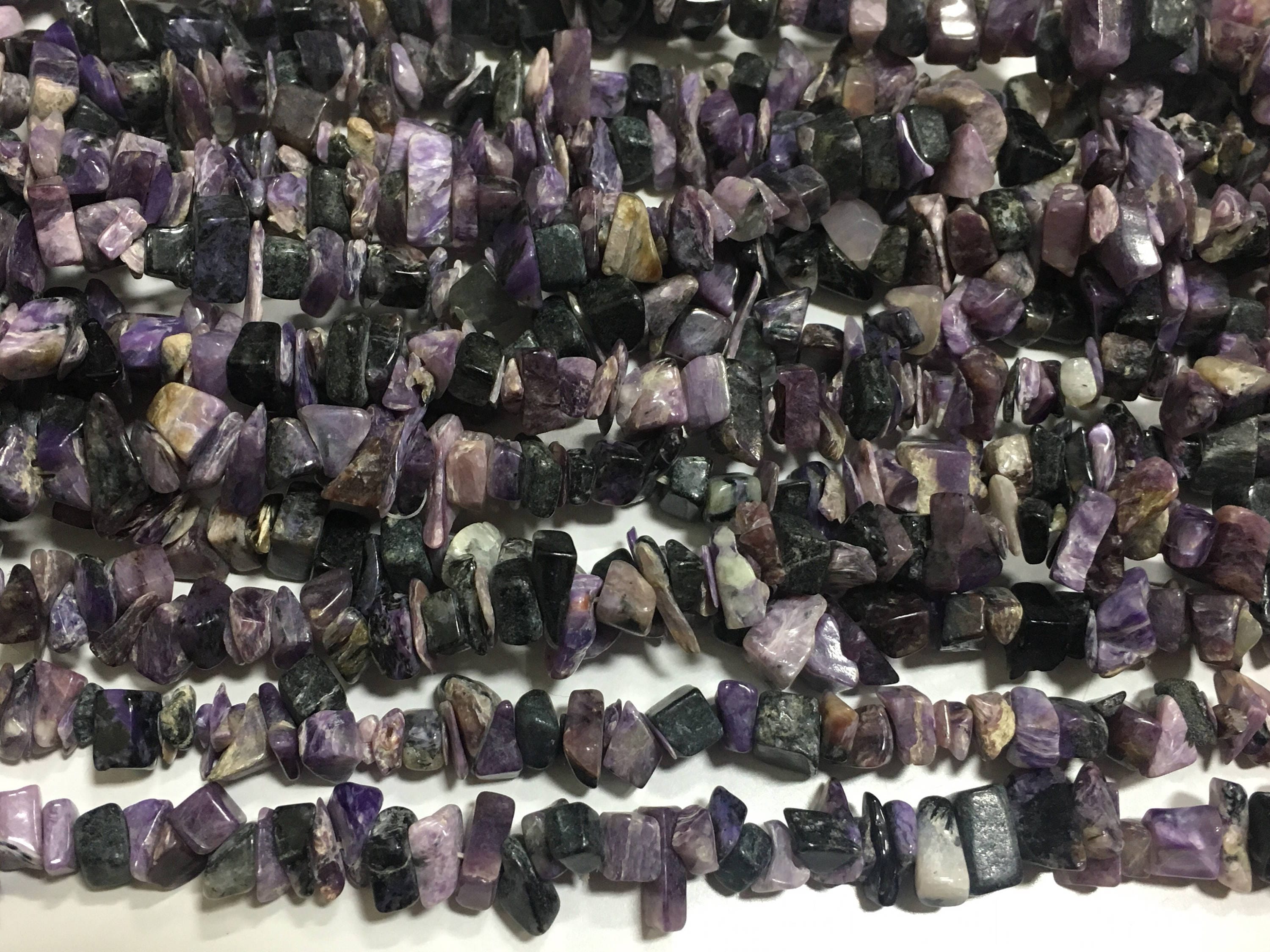 New Brand- Charoite Uncut Chips Beads, 34 Inch Strand An Amazing Item, High Quality Nuggets Gemstone Beads For Sale