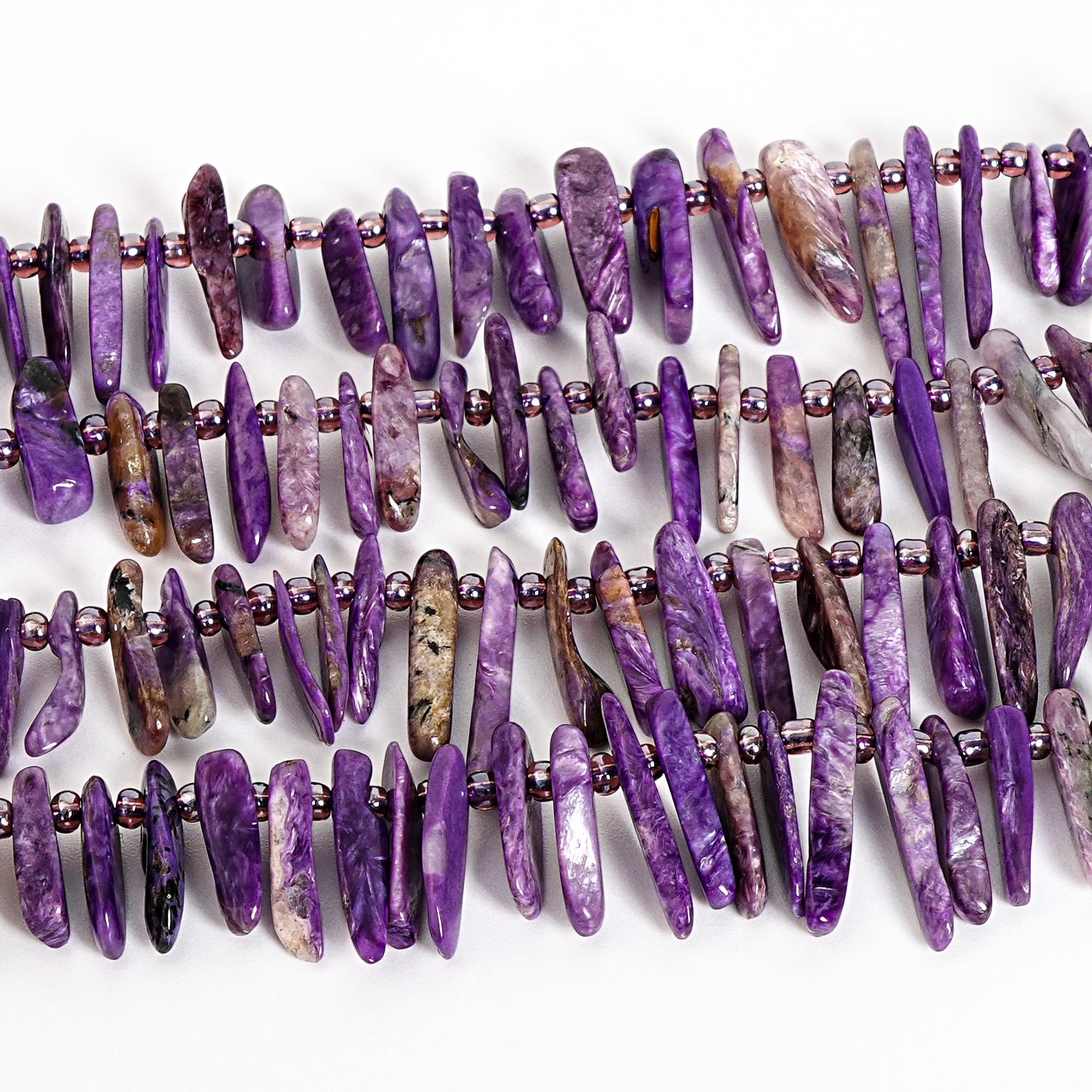 Purple Stick Pebble Chip Charoite Beads Grade Aa Natural Full Strand Bulk Lot Options