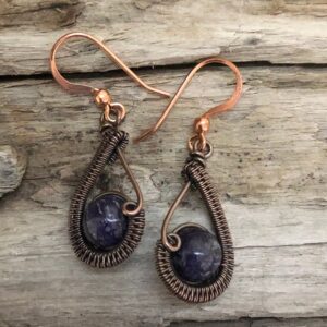 Charoite And Copper Earrings