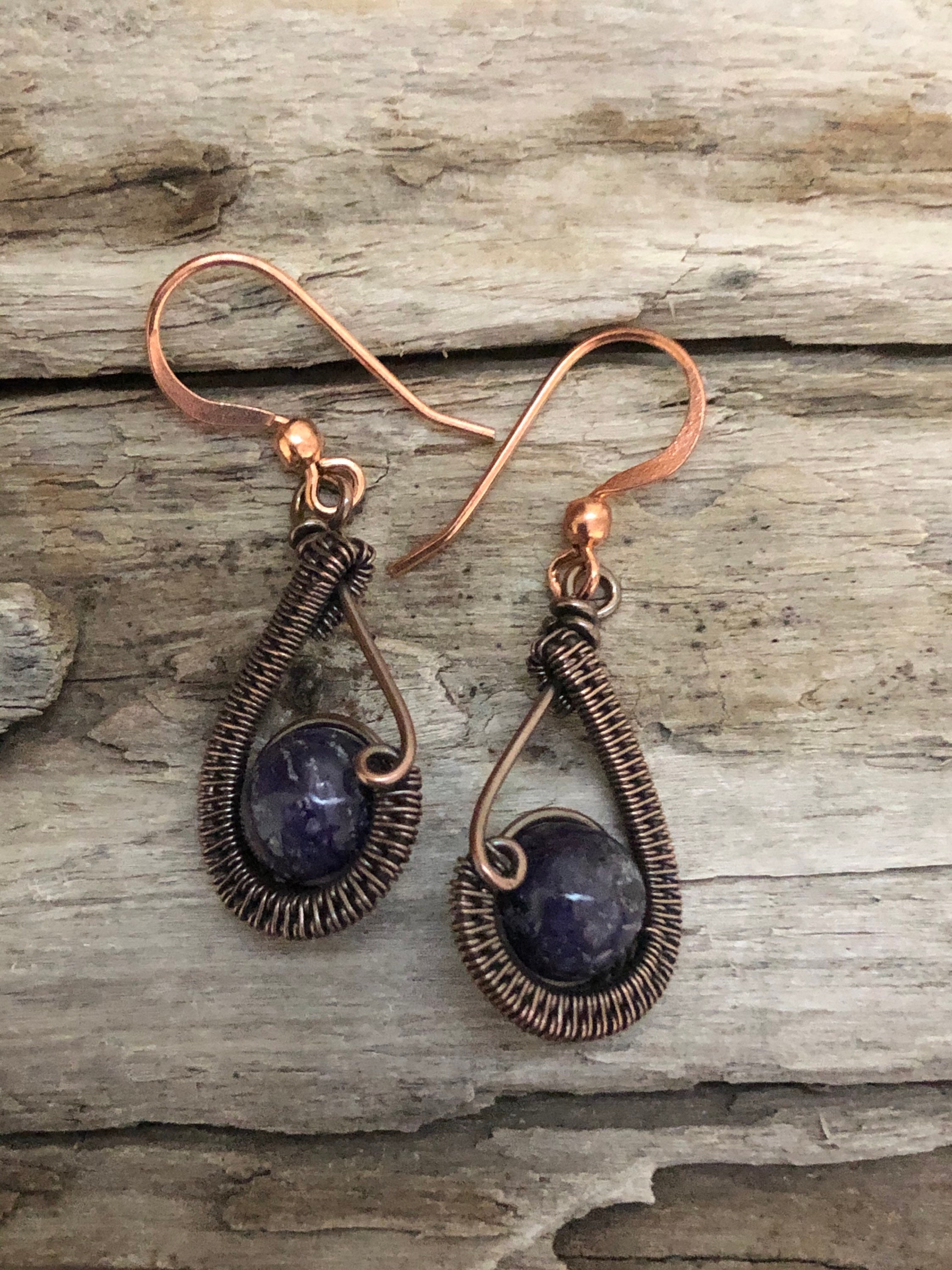Charoite And Copper Earrings