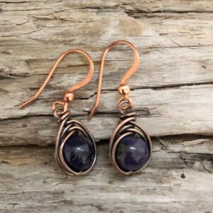 Charoite And Copper Earrings