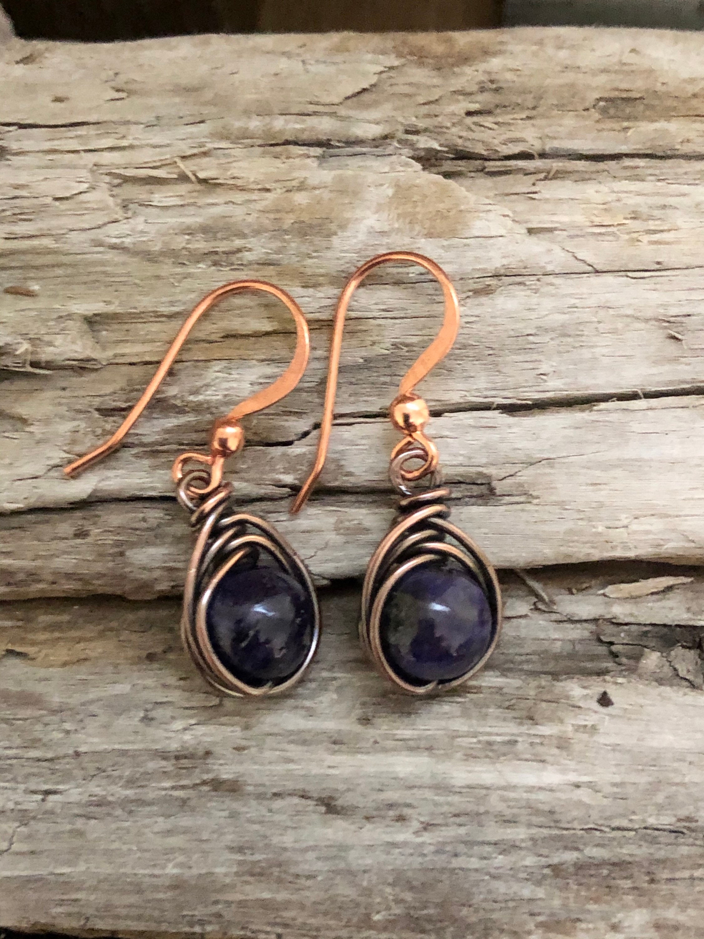 Charoite And Copper Earrings
