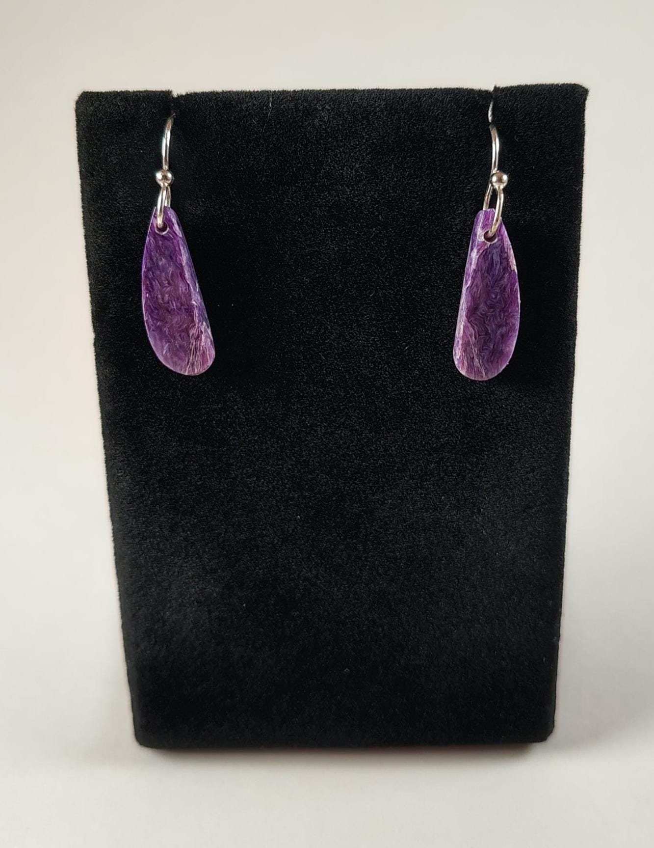 Charoite And Sterling Silver Earrings Handmade By Chris Hay