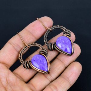 Charoite Earring Copper Wire Wrapped Gemstone Earring Beautiful Copper Jewelry Handmade Earring Wire Wrapping Jewelry Gift For Mother Charoite Earring Copper Wire Wrapped Gemstone Earring Beautiful Copper Jewelry Handmade Earring Wire Wrapping Jewelry Gift For Mother