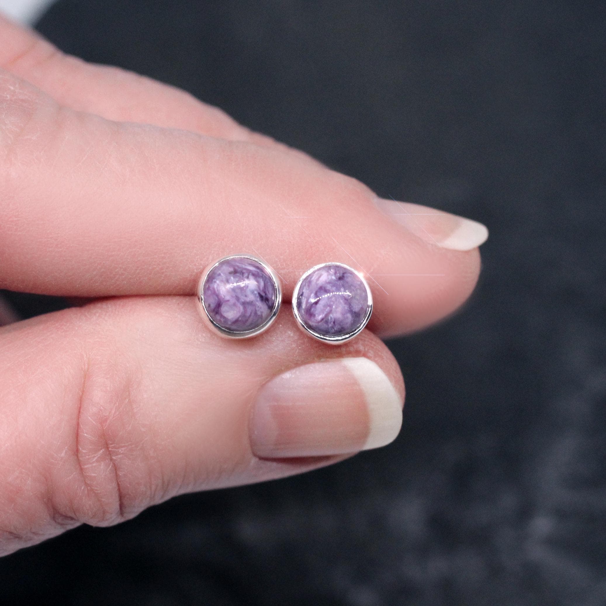 Evening Sky - Charoite Sterling Silver Earrings