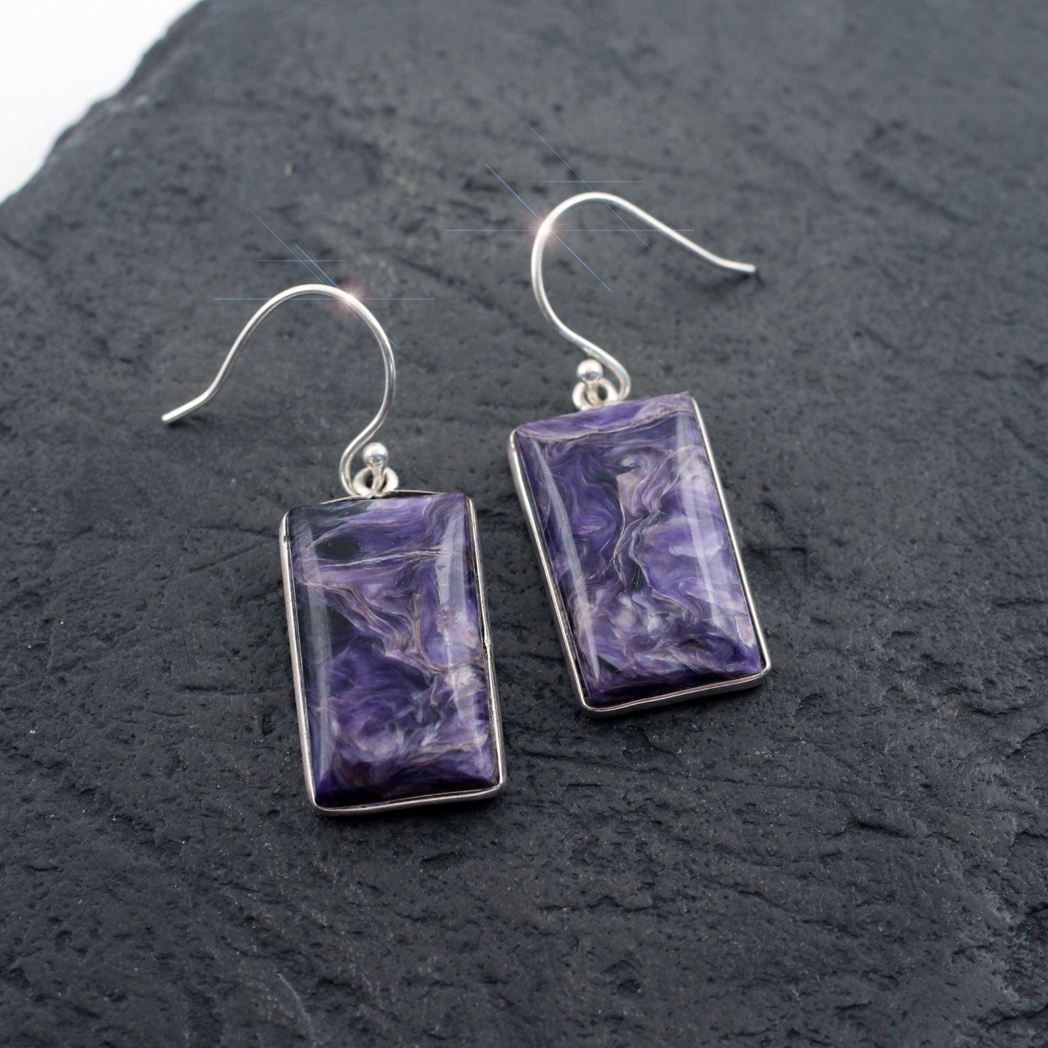 Evening Sky - Charoite Sterling Silver Earrings Evening Sky - Charoite Sterling Silver Earrings