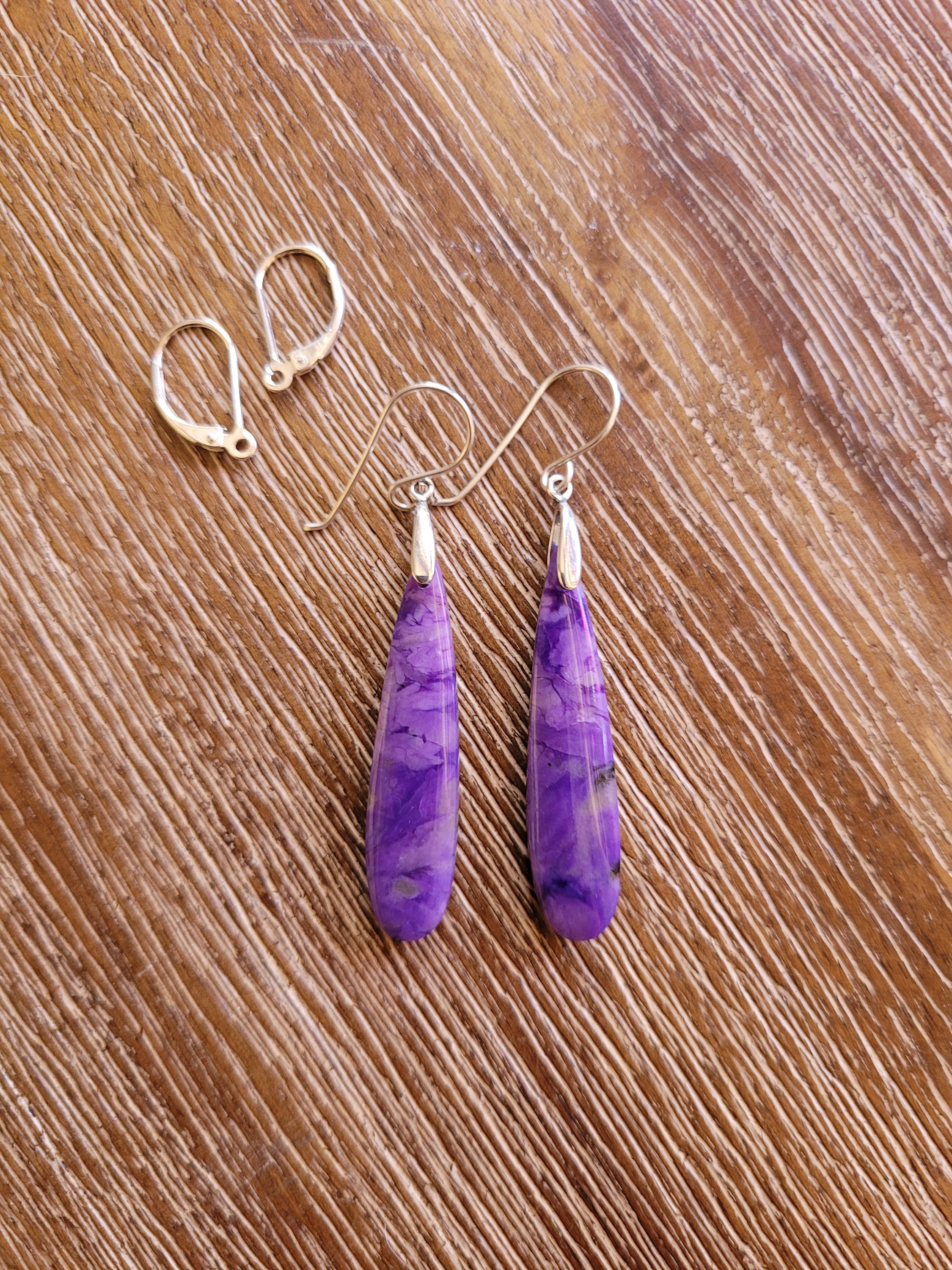 Gorgeous Charoite Earrings. Avail In Sterling Silver Only