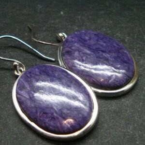 Lilac Stone!!! Stunning Silky Charoite Aaa Quality Earrings From Russia - 1.5" - 11.91 Grams