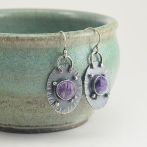 charoite sterling silver earrings