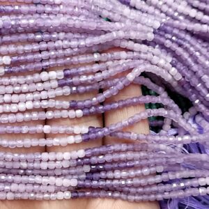 13 Inch strand, AAA Quality, Natural Charoite Faceted Cube. 3mm