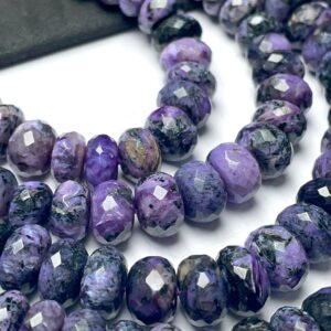 8.5 Inches Charoite Rondelle Faceted Beads 8.5-10.5 Mm High Quality Beads Charoite Rondelle Faceted Beads For Sale