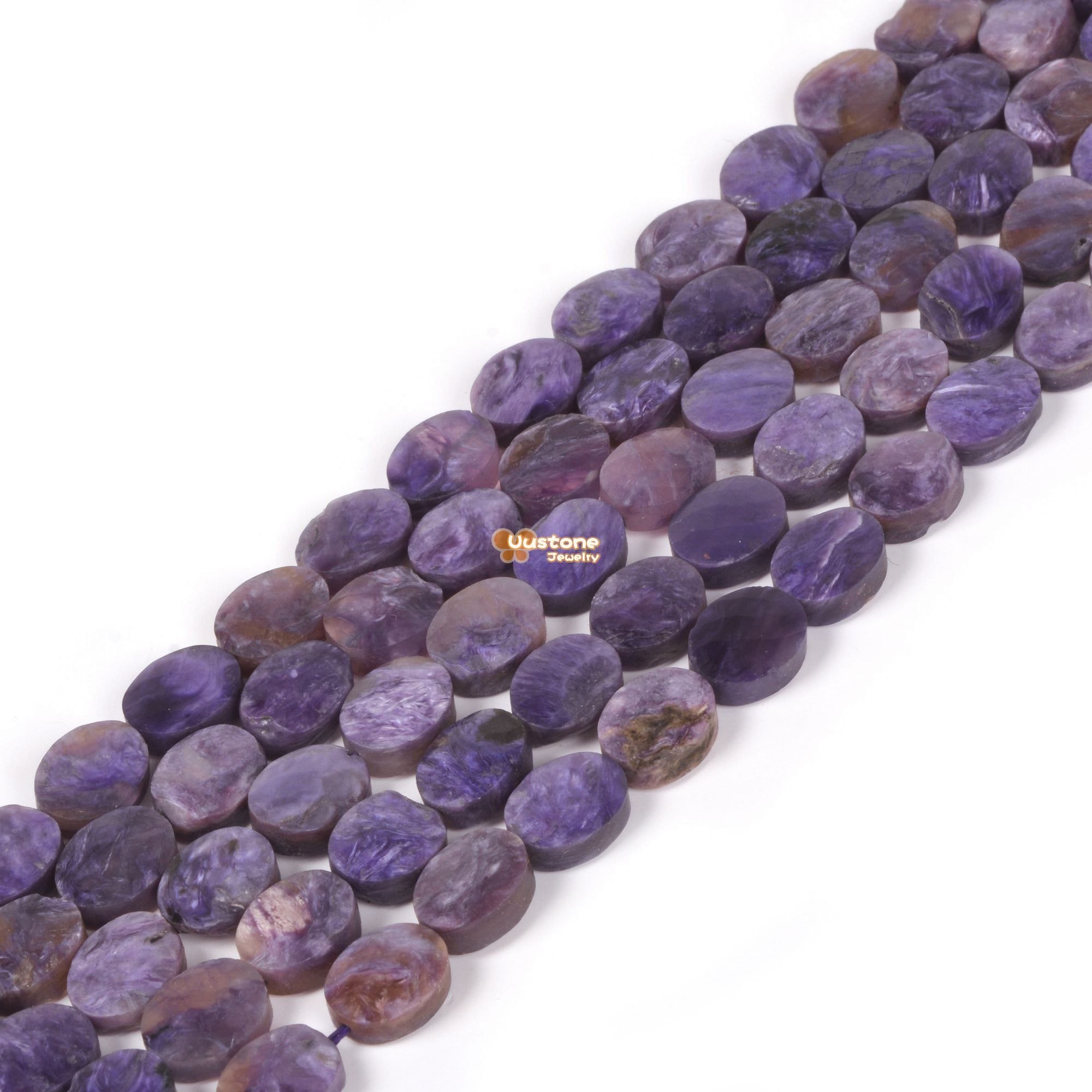 8mm Charoite Faceted Oval Loose Gemstone Beads Jewelry Making Diy 15"