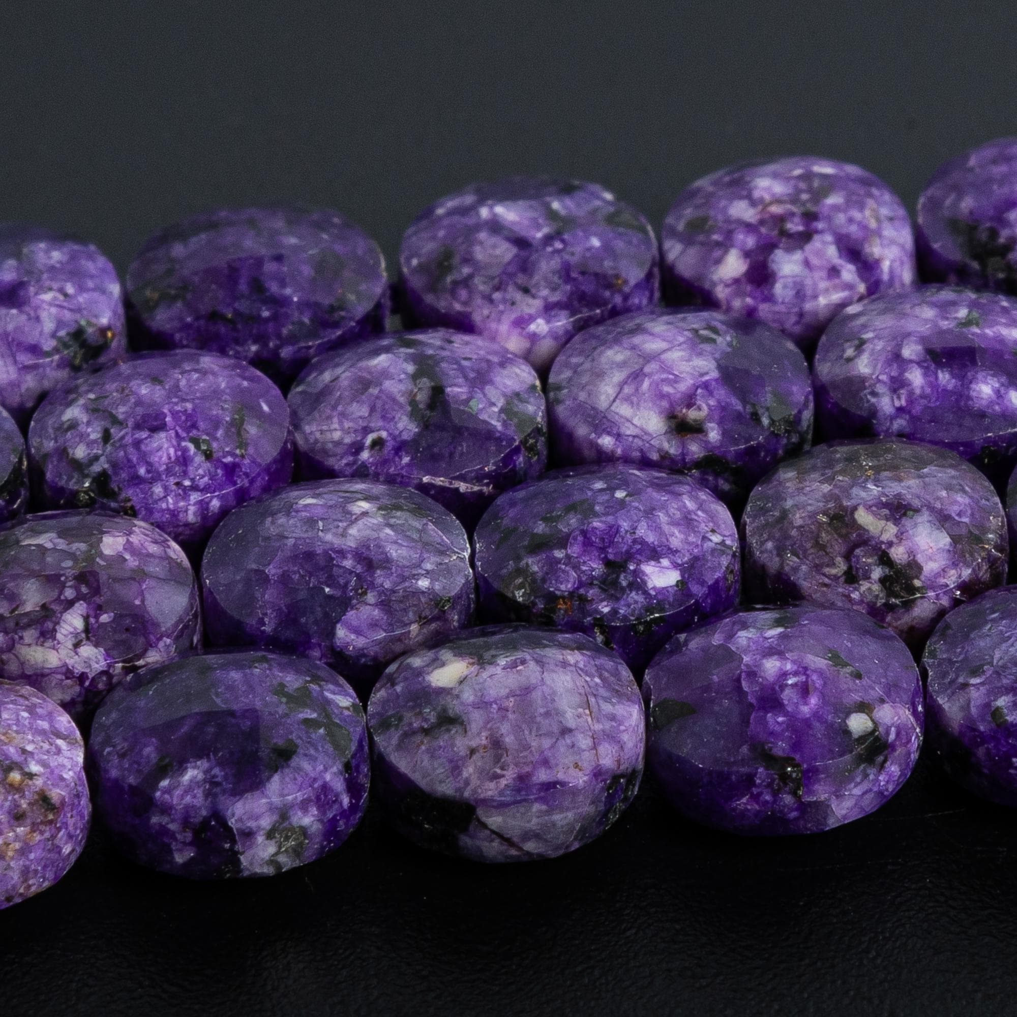 8mm Purple Charoite Beads Grade Aa Gemstone Faceted Coin Loose Beads 15"/7.5" Bulk Lot Options