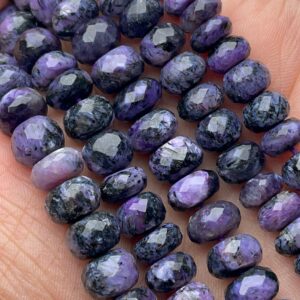 Amazing Charoite Faceted Rondelle Gemstone Beads, 7-8.5 Mm High Quality Beads, 8.5 Inch Charoite Beads, Wholesale Beads, Semi Precious Stone