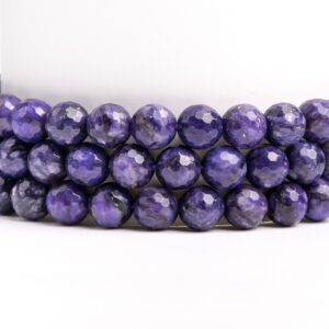 Deep Purple Treated Charoite Gemstone Grade A Micro Faceted Round 7mm 9mm Loose Beads