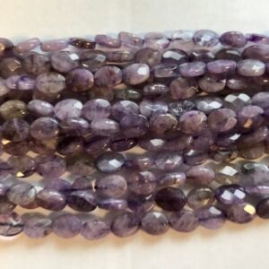 Charoite Faceted Flat Oval Shaped Natural Gemstone Bead-8x6x3mm~ -15.5 inch strand-