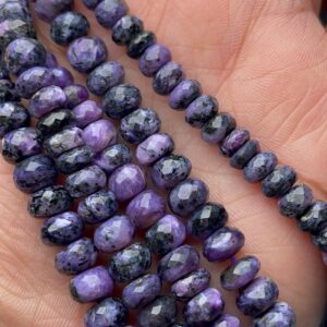 Natural Charoite Rondelle Faceted Gemstone Beads, 5-7 Mm High Quality Beads 8.5 Inches Charoite Rondelle Faceted Bead For Sale, Gift For Her