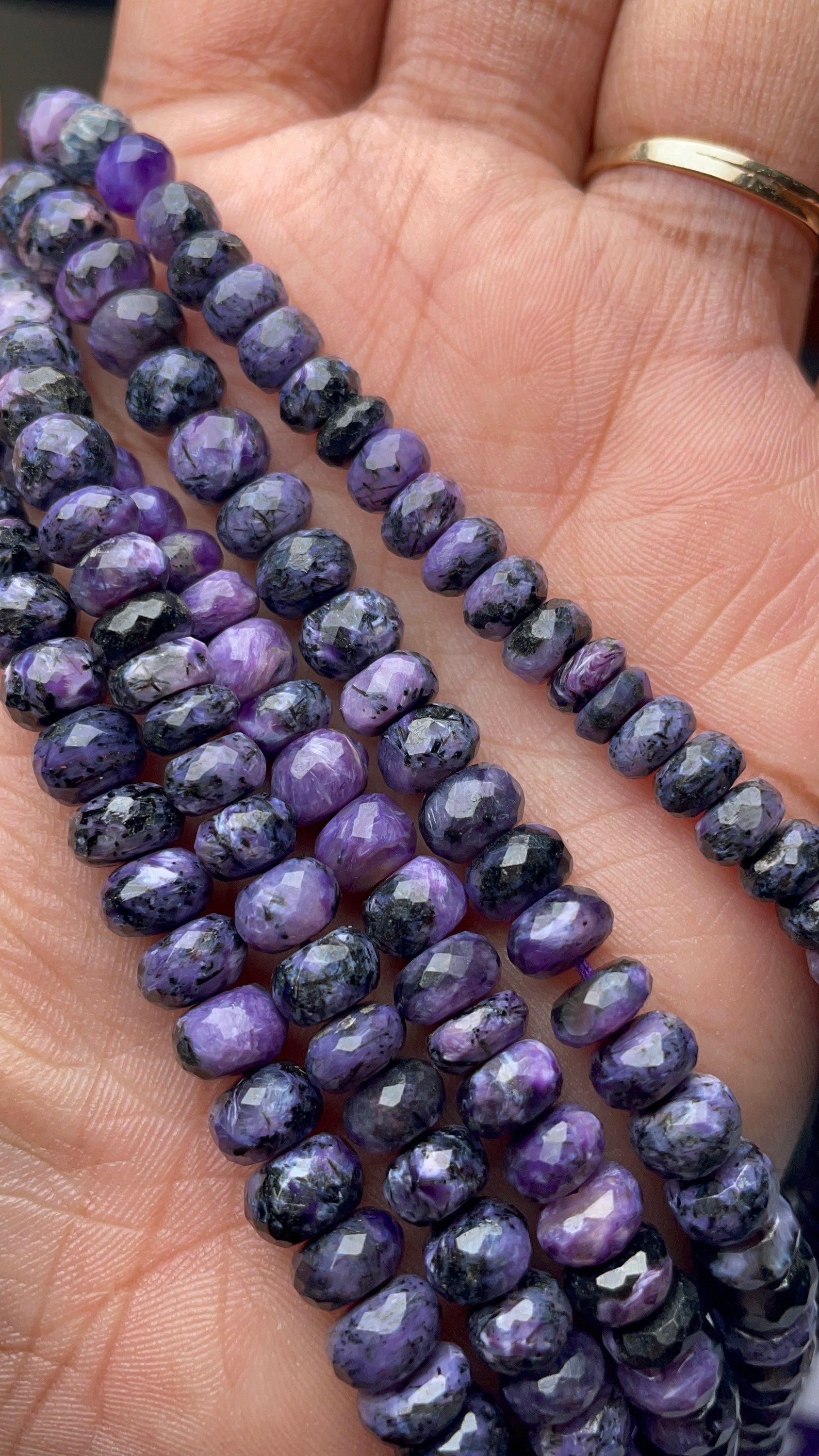 Natural Charoite Rondelle Faceted Gemstone Beads, 5-7 Mm High Quality Beads 8.5 Inches Charoite Rondelle Faceted Bead For Sale, Gift For Her