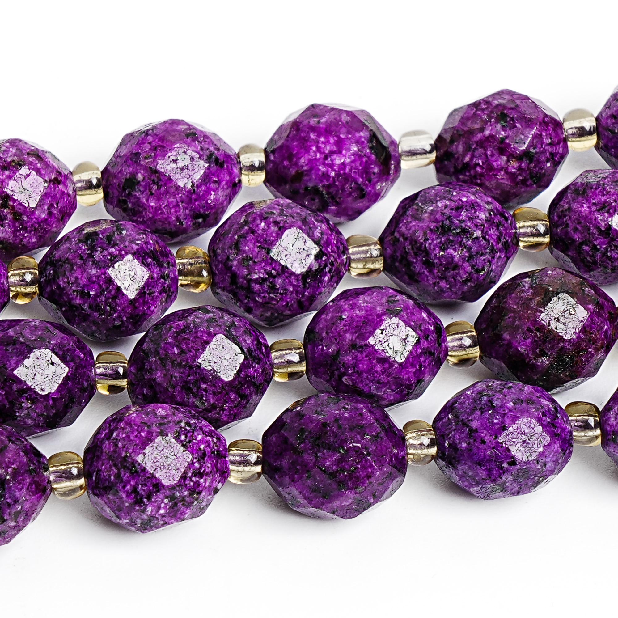 Purple Charoite Faceted Round Beads Grade Aaa Loose Beads 15" Strand For Jewelry Making