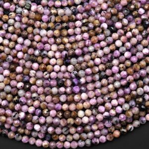 Faceted Real Natural Russian Purple Charoite 3mm Round Beads Gemstone 15.5" Strand