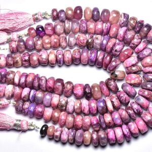 Charoite Rondelle Beads - 7 Inches - Natural Beautiful Faceted Shaded Purplish Charoite Rondelle - Size Is 7 - 10 Mm #1571