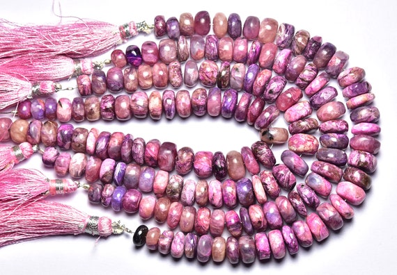 Charoite Rondelle Beads - 7 Inches - Natural Beautiful Faceted Shaded Purplish Charoite Rondelle - Size Is 7 - 10 Mm #1571