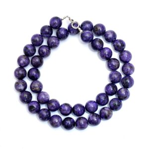 10mm Purple Charoite Beaded Necklace, Designer Jewelry, 18 Inches 10mm Purple Charoite Beaded Necklace, Designer Jewelry, 18 Inches
