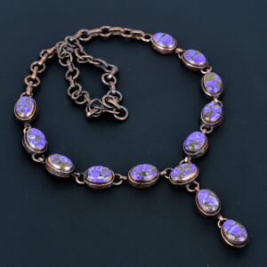 Electroformed Copper Charoite Necklace: Handmade Adjustable Chain Electroformed Copper Charoite Necklace: Handmade Adjustable Chain