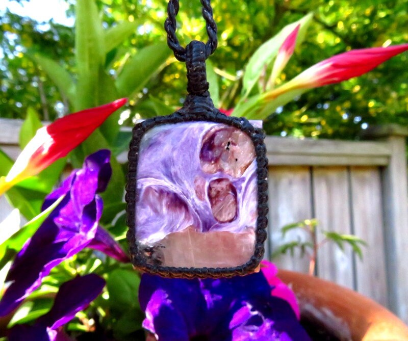 Charoite Gemstone Necklace, Macrame Necklace, Purple Charoite, Gift Ideas For Her, Christmas Gift Ideas, Gift Ideas For The Boho Beauty