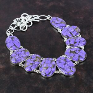 Handmade Copper Charoite Necklace: 925 Sterling Silver, Adjustable Chain Handmade Copper Charoite Necklace: 925 Sterling Silver, Adjustable Chain