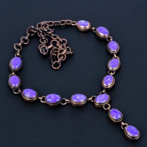 Handmade Electroformed Copper Charoite Necklace - Adjustable Chain Handmade Electroformed Copper Charoite Necklace - Adjustable Chain