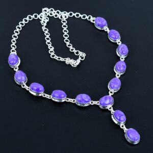 Handmade Charoite Gemstone Necklace: 925 Sterling Silver, Adjustable Chain Handmade Charoite Gemstone Necklace: 925 Sterling Silver, Adjustable Chain