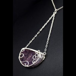 Handmade Charoite Sterling Silver Necklace: Wire Wrapped Artisan Jewelry Handmade Charoite Sterling Silver Necklace: Wire Wrapped Artisan Jewelry