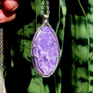 Charoite Necklace in sterling silver - for high spiritual energy & unconditional love - rare crystals - large Charoite Charoite Necklace in sterling silver - for high spiritual energy & unconditional love - rare crystals - large Charoite