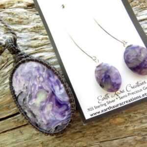 Charoite Jewelry Set, Necklace And Earring Set, Charoite Stone Meaning, Charoite Necklace, Charoite For Sale, Charoite Etsy, Charoite Chakra