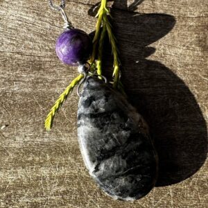 Larvikite & Charoite Healing Stone Protection Necklace With Positive Energy! Larvikite & Charoite Healing Stone Protection Necklace With Positive Energy!