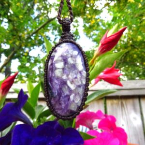 Charoite macrame necklace, charoite gemstone jewelry, inspirational gift ideas, gift ideas for her, for the boho beauty Charoite macrame necklace, charoite gemstone jewelry, inspirational gift ideas, gift ideas for her, for the boho beauty